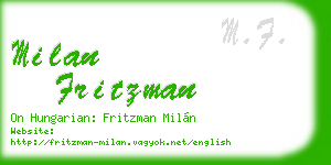 milan fritzman business card